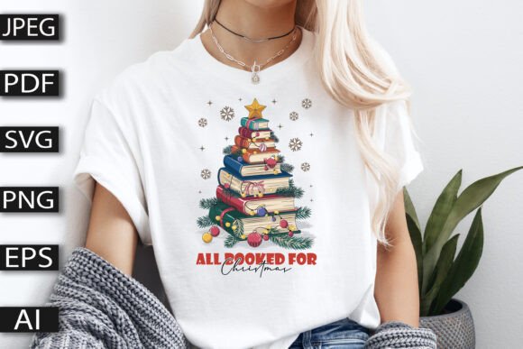 All Booked for Christmas T Shirt Design