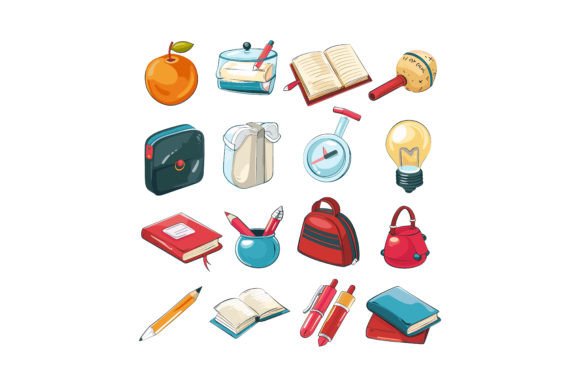Colorful School Elements: Vibrant Education Vectors