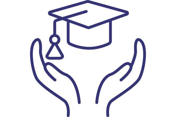 Education Insurance Line Icon: Graduate and the Future of Academic Security