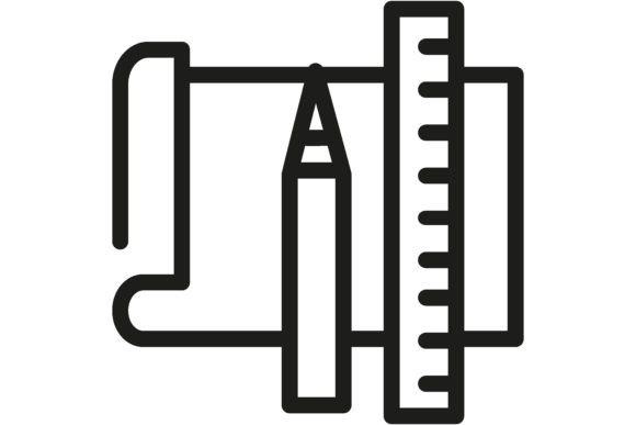 Office Supplies Line Icon: Homework, College, and Blueprint Concepts for Modern Design