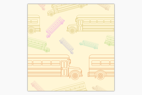 Outline School Bus Seamless Pattern for Design